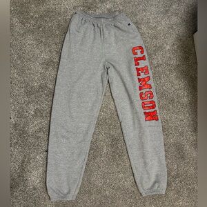 Champion Gray Joggers with Orange Clemson Logo
